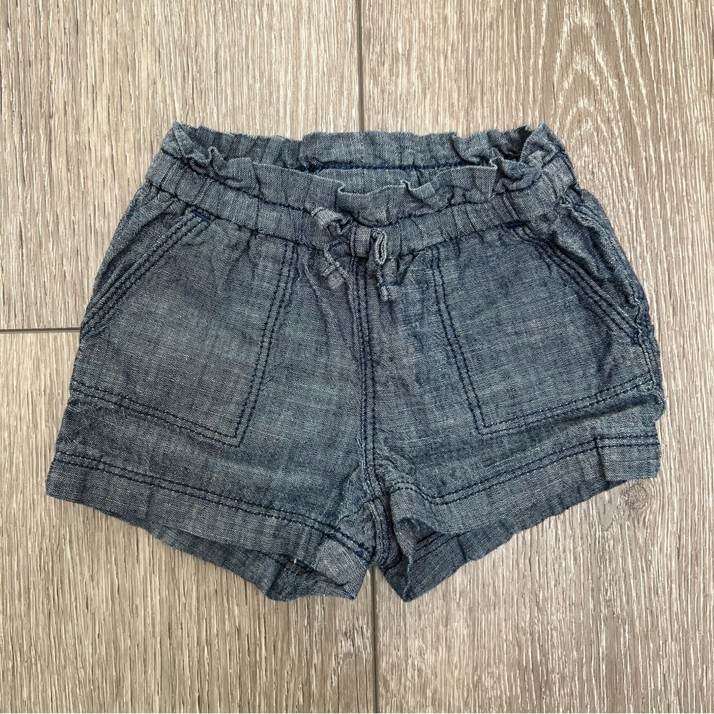 OLD NAVY ELASTIC WAISTBAND CHAMBRAY DENIM SHORTS BLUE 0-3MO